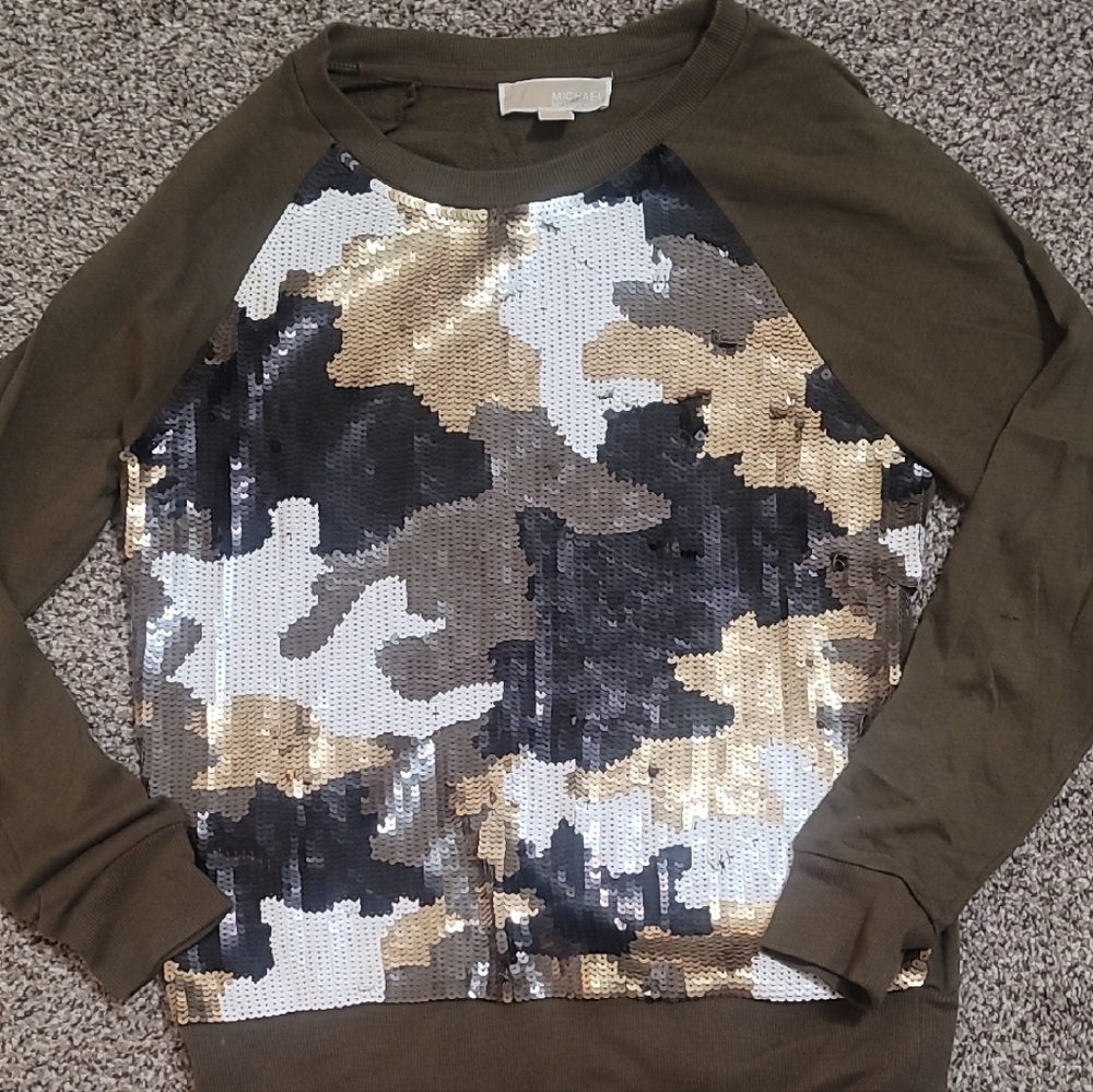 MICHAEL Michael Kors Olive Sequin Top